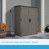 Suncast 54 cu. ft Resin Vertical Lockable Storage Shed, Stoney, BMS5700SB Suncast