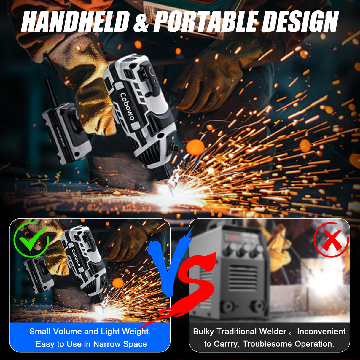 Portable Electric Welding Machine, Upgraded 110V ARC Welder, 20-120A, IGBT Inverter, 6 Variable Currents, Welding Tool for 3/32"-1/8" Rod. Perfect Gift for DIY, Repairs, Metal Fabrication, Automotive Cobowo