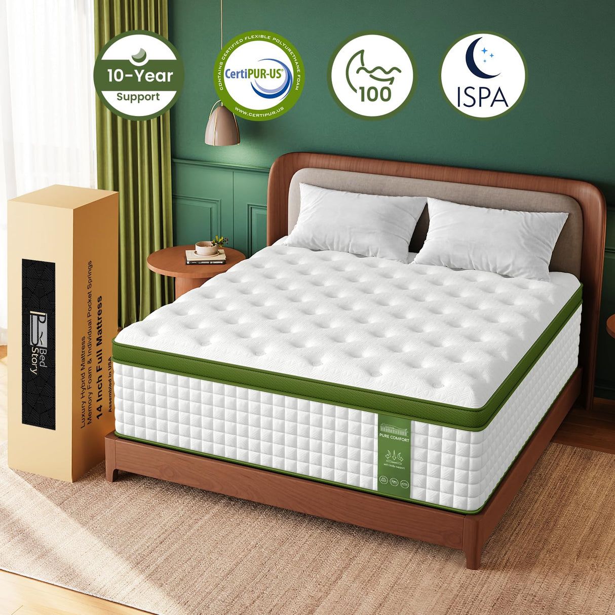BedStory Queen Mattress for Side Sleepers & Couples,14 Inch Cooling Gel Hybrid Bed Extra Lumbar & Shoulder Support CertiPUR-US with 760+ Pocket Springs, Pain Relief Fiberglass-Free BedStory