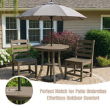 3 PCS Outdoor Patio Bistro Set, HDPE Round Dining Table with 1.77" Umbrella Hole and 2 Chairs, All-Weather Patio Coffee Table and Chairs Set for Balcony, Garden, Porch, Backyard, Commercial, Dark Oak Yatelonllvn