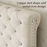 Belffin Twin Size Bed Frame with 1 Storage Drawer, Upholstered Bed Frame with Adjustable Diamond Headboard, Velvet Modern Platform Bed Frame, No Box Spring Needed, Easy to Assemble, Beige Belffin