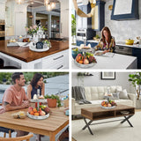 Ouosawa Farmhouse 2 Tiered Tray Stand for Home Decor, Wooden Serving Tiered Tray for Coffee Bar Table Centerpiece, Decorative Trays Kit for Countryside, Round Rustic Stand for Cake Cupcake(White) ouosawa