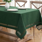 MIULEE Hunter Green Thick Polyester Linen Rectangle Tablecloth Decorative Cutouts Waterproof Stain and Wrinkle Resistant Table Cloth Christmas Holiday Table Cover for Dining Kitchen, 52 x 70 inch MIULEE