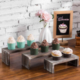 MyGift Tabletop Torched Wood Nesting Decorative Display Riser Stands, Set of 3 MyGift