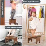 FANATU Wooden Step Stool, 9in One Step Stool for Adults, Wooden Beside Step Platform with 550 Load Capacity, Heavy Duty/Portable/Nonslip/Durable Construction Safe Step Support for Bedroom/Home Kitchen FANATU