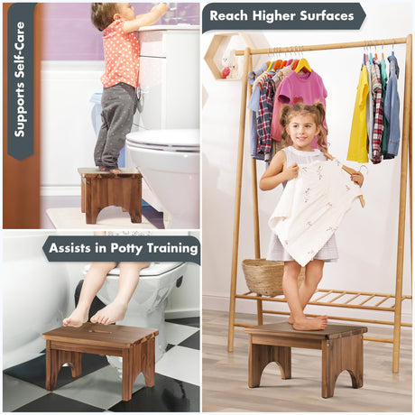 FANATU Wooden Step Stool, 9in One Step Stool for Adults, Wooden Beside Step Platform with 550 Load Capacity, Heavy Duty/Portable/Nonslip/Durable Construction Safe Step Support for Bedroom/Home Kitchen FANATU