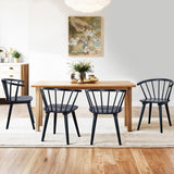 DUHOME Wooden Black Dining Chairs Set of 4, Windsor Dining Room Chairs with Arms Farmhouse Spindle Back Wood Kitchen Chairs with Curve Back, Mid Century Modern Style DUHOME