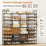 WOWLIVE 4 Row 10 Tiers Extra Large Shoe Rack 72-80 Pairs Big Tall Metal Shoe Shelf, Heavy Duty Organizer for Closet Entryway, Boot Rack Storage Stackable Stand for Garage Black WOWLIVE