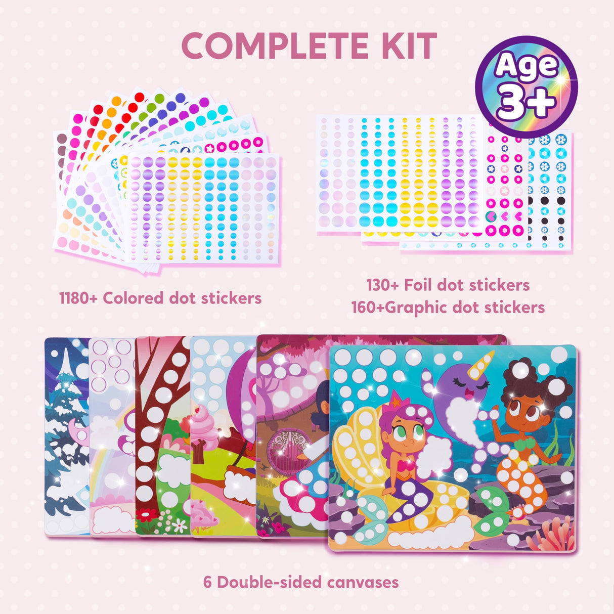 Klever Kits Dot Art Kit for Kids, No Mess Sticker for Toddlers 3-7, Craft Kits, DIY Creative Activity, Travel Toy, Birthday Presents for Boys Girls (Unicorns & Princess) Klever Kits