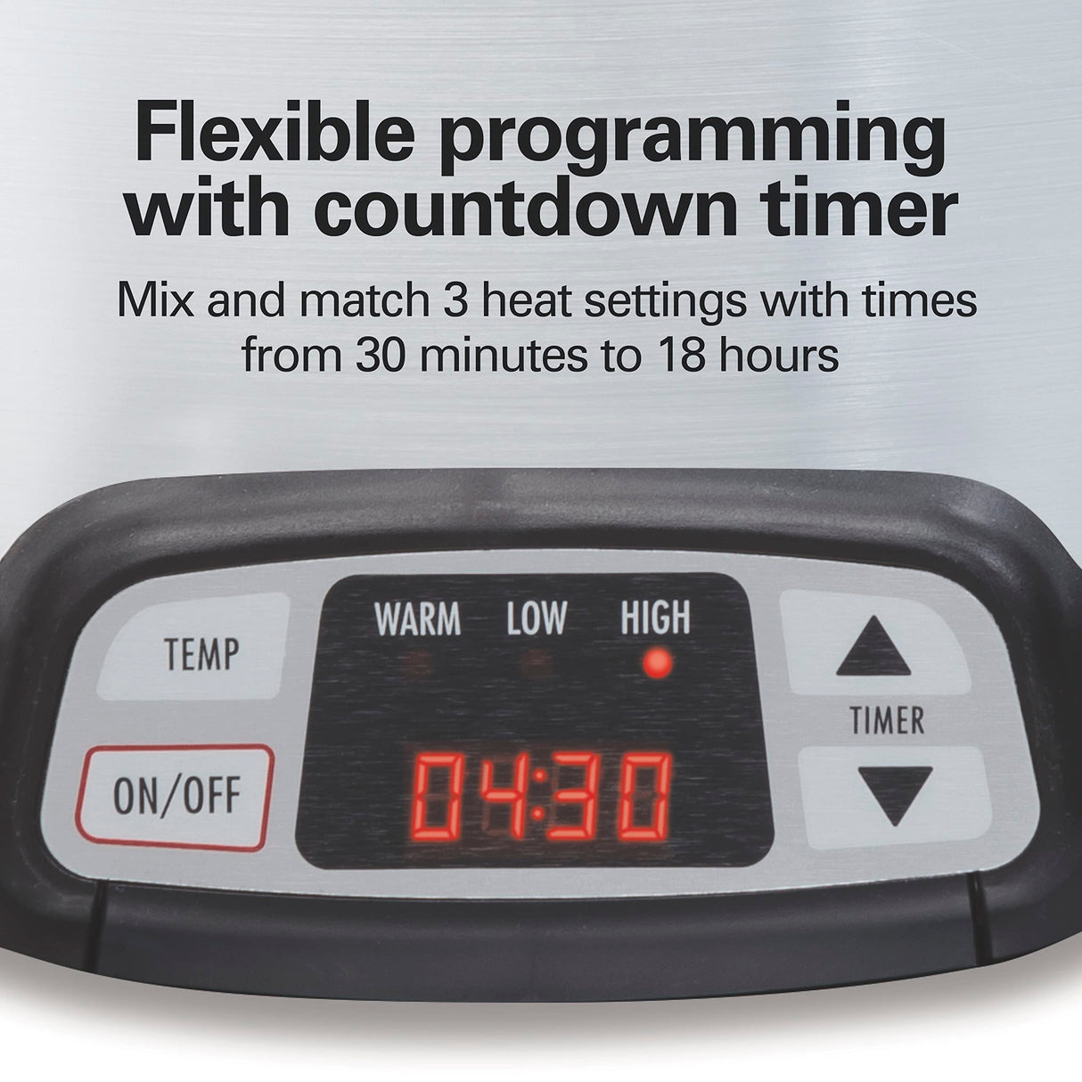 Hamilton Beach 8 Quart Programmable Slow Cooker with Three Temperature Settings, Dishwasher Safe Crock and Lid, Silver (33480) Hamilton Beach