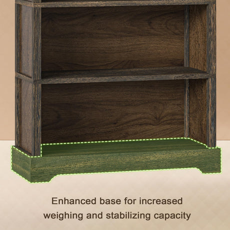 5-Shelf Wood Bookcase, 65 Inch Tall Bookshelf with Storage, Floor Standing Display Book Shelf (Rustic Brown) TVU