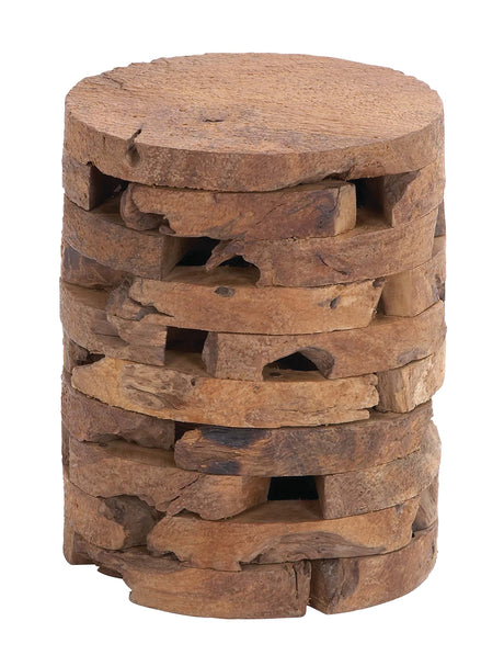 Deco 79 Teak Wood Handmade Side End Accent Table Live Edge End Table with Brick Inspired Design, Side Table 14" x 14" x 18", Brown Deco 79