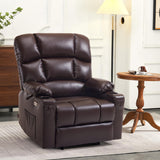 MCombo Large-Wide Lay Flat Dual Motor Power Lift Recliner Chair Sofa with Massage and Heat for Big Elderly People, Infinite Position, Faux Leather R7688 (Dark Brown, Large-Wide) MCombo