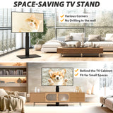 TAVR Universal Floor TV Stand Base for 32-74 Inch TVs up to 110 Lbs with Swivel Height Adjustable Mount, Black Tempered Glass Base for Media Storage and Space Saving TAVR Furniture