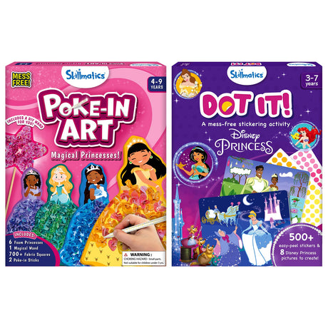 Skillmatics Poke in Art Magical Princess & Dot it Disney Princess Bundle, No Mess Art for Kids, DIY Creative Activity, Gifts for Boys & Girls Ages 3, 4, 5, 6, 7, 8, 9 Skillmatics