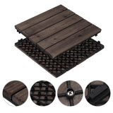 Topeakmart 12 x 12in Patio Tiles Wood Floor Deck Tiles Interlocking Wooden Composite Decking Floor Tiles Outdoor for Garage Patio Garden Deck Poolside Black 11PCS Topeakmart