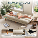 LINSY Futon Sofa Bed: 71 Inch Corduroy Futon Couch with Adjustable Backrest, Convertible Folding Futons Sofa Couches for Small Spaces Living Rooms Apartment Office, Beige LINSY