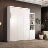 Queen Size Murphy Bed, Vertical Wall Bed with Fold-Out Desk and Storage Shelf, Morden Design Hidden Bed Frame Gas Struts, Space Saving(Not Including Mattress) Gahowlen