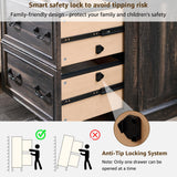 T4TREAM 30" Farmhouse Nightstand Set of 2 w/Wooden Tabletop, Large End Table, 2 Spacious Drawers Bedside Table w/Framed Drawer Fronts Design, Side Table for Bedroom, Living Room, Dark Rustic Oak T4TREAM