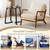 VINGLI Upgraded Premium Corduroy Accent Chair,Upholstered Arm Chair,Solid Wood Comfy Reading Chair with Lumbar Pillow, Mid Century Modern Chairs for Living Room,Bedroom,Guest Room,Beige VINGLI