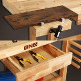 DNA MOTORING Heavy Duty Wood Workbench, Wooden Workbench with Drawer for Workshop, Garage, W/Adjustable Handle, TOOLS-00522 DNA MOTORING