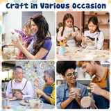 HEJIN Air Dry Clay Kit for Adults, 3.3Lbs Pottery Craft Kit for Beginners, Sculpting Tools Set & Step-by-Step Guide, 12 Paints, Paintbrush, Varnish, Sponge - Crafts for Adults for Birthdays Gift HEJIN