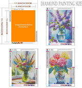 Diamond Art Kits for Adults - 3 Pack Flowers Diamond Painting Kits for Adults, 5D Round Full Drill Vase Gem Art Paint by Diamonds Pictures DIY Crafts Kits 12x16inch Axquilon