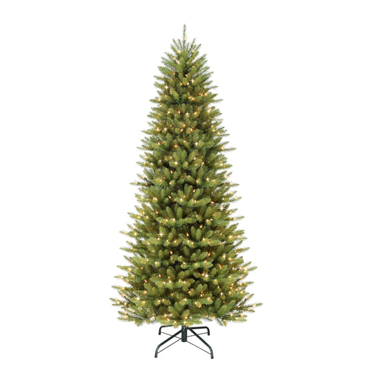 Puleo International 6.5 Foot Pre-Lit Slim Fraser Fir Artificial Christmas Tree with 350 UL Listed Clear Lights, Green