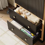 HOLCEPZN 78" Tall Black Arched Cabinet with Fluted Doors, 4 Adjustable Shelves & 2 Drawers, Modern Storage Organizer for Pantry, Bookshelf, Bathroom or Wardrobe Use HOLCEPZN