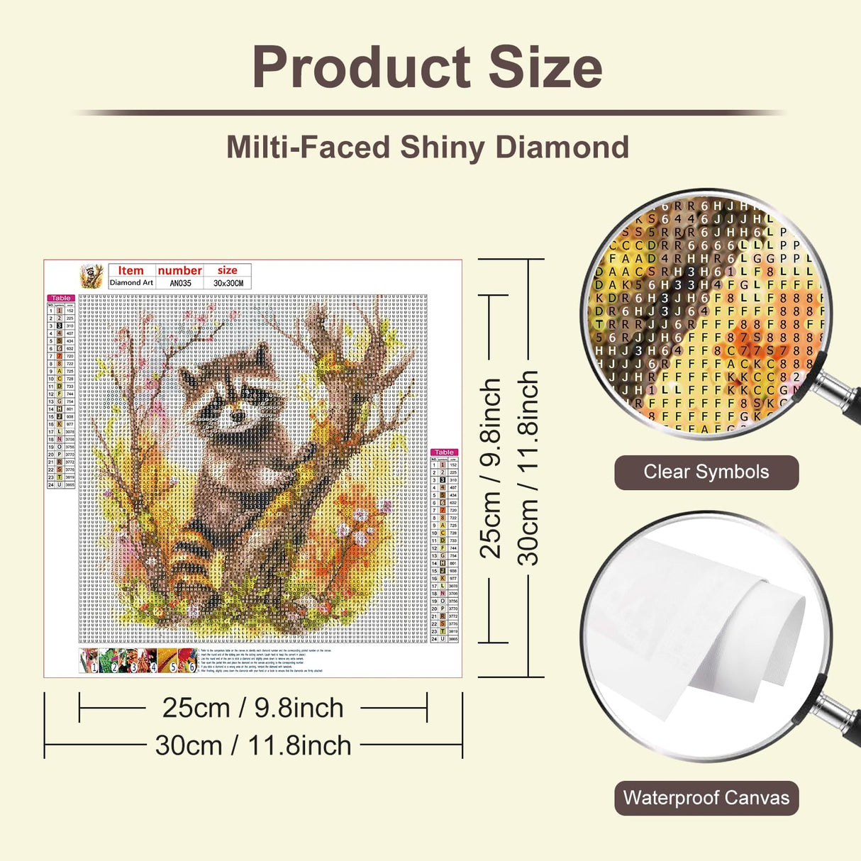 Anuver Raccoon Diamond Painting Kits for Adults, 5D DIY Diamond Art Kits for Beginners, Full Drill Diamond Painting Kits for Home Wall Decor, 12x12 Inch Anuver