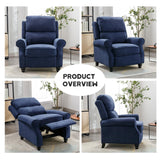 Bonzy Home Pushback Recliner Chair Set of 2, Push Back Reclining Chair with Padded Seat, Comfy Fabric Recliner for Living Room Bedroom Home Theater, Navy Blue Bonzy Home