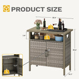 DWVO Patio Storage Cabinet, Outdoor Buffet Cabinet with Two Doors and Shelves, Outdoor Storage Table with PE Rattan for Patio, Backyard, Garden - Light Brown DWVO