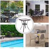 Tangkula Patio Bar Table with Umbrella Hole, All Weather 37 Inches Height Heavy Duty Outdoor Square Glass Top Table, for Garden Balcony Poolside and Lawn, Mix Brown Tangkula
