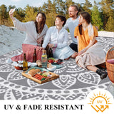 Bsmathom Waterproof Outdoor Rug 6'x9' Reversible Boho Plastic Straw Patio Deck Camping Rugs, Indoor Outdoor Portable RV Mat Clearance Carpet for Outside, Porch, Balcony, Backyard, Beach, Pool,Grey Bsmathom