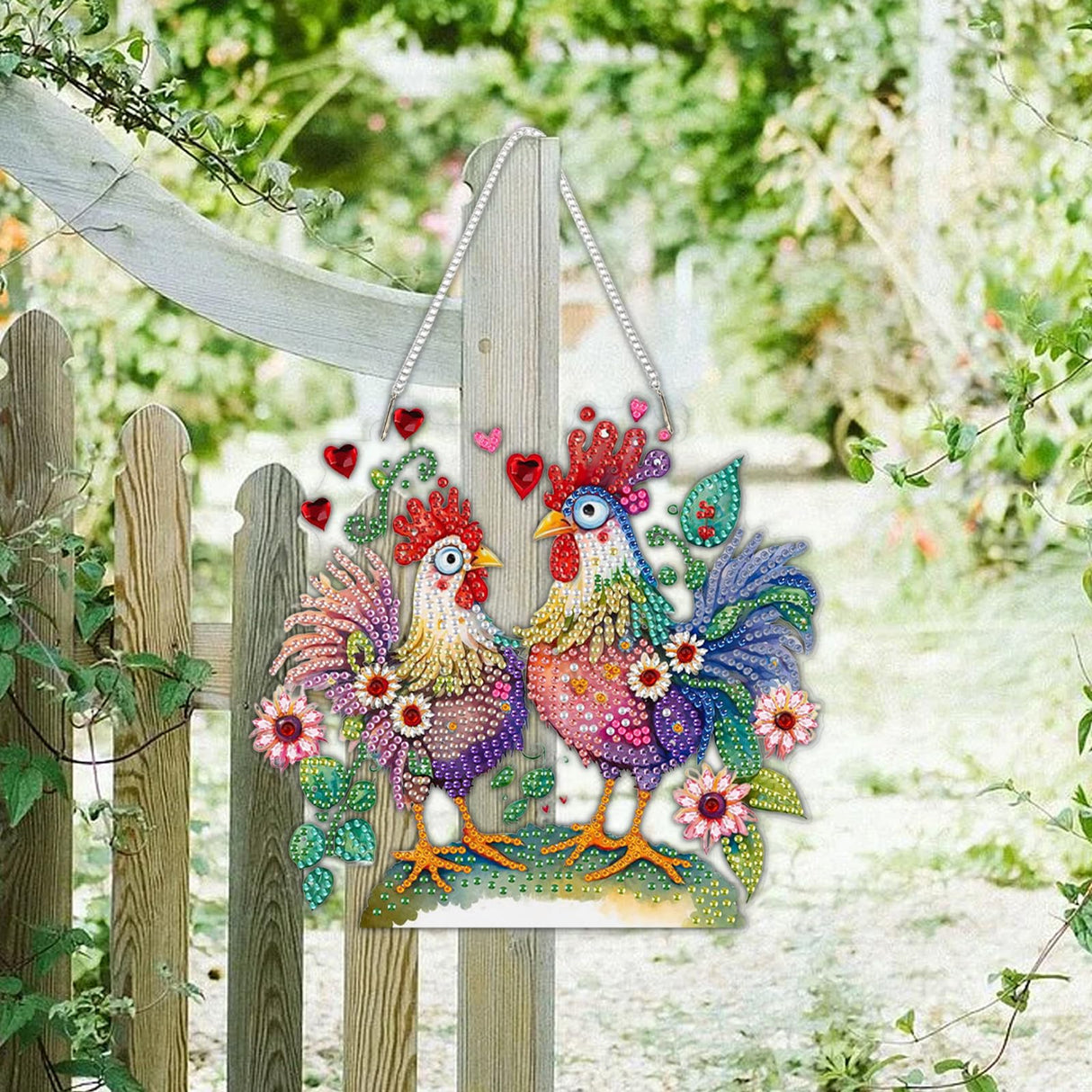 Diamond Art Kits for Adults Ornaments-Chicken Diamond Art Paintings Suncatchers-Full Drill Diamond Dots Paintings for Beginners, Round 5D Paint with Diamonds Art Accessories Gem DIY Deco GUMITOON