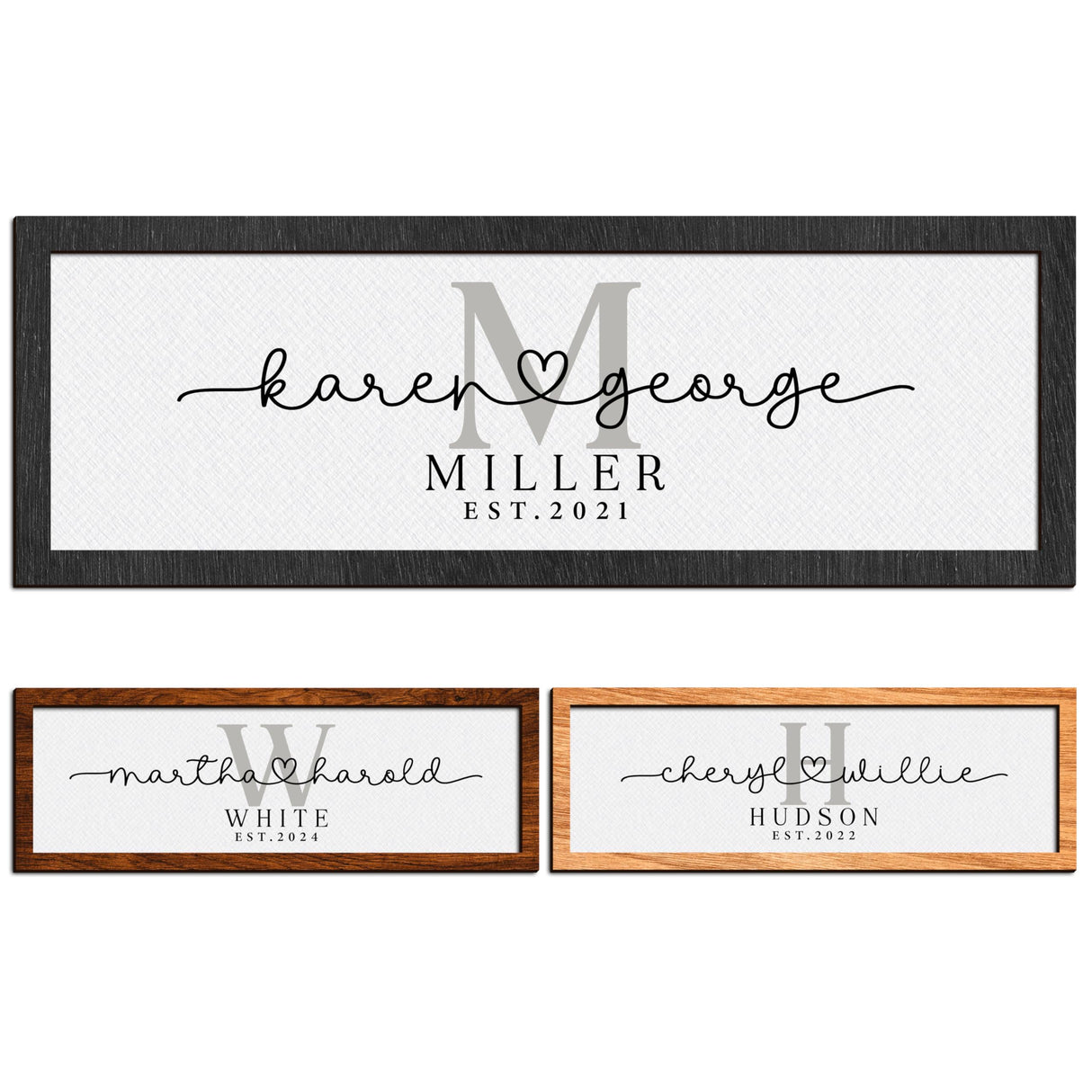 Wedding Sign Personalized, Custom Wood Sign for Couples, Family w/Names and Date, Customized Wooden Sign Engagement Gifts, Personalized Framed Family Name Sign for Home Decor Wall, D8 Customization Mill