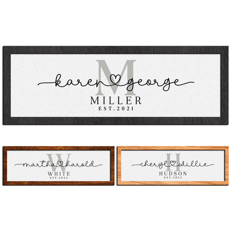 Wedding Sign Personalized, Custom Wood Sign for Couples, Family w/Names and Date, Customized Wooden Sign Engagement Gifts, Personalized Framed Family Name Sign for Home Decor Wall, D8 Customization Mill