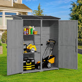 Gizoon Outdoor Storage Cabinet with Waterproof Roof, Double Lockable Doors Garden Shed with 2 Removable Shelves, Wooden Storage Shed with Large Storage Space for Patio, Garden, Backyard, Lawn, Grey Gizoon