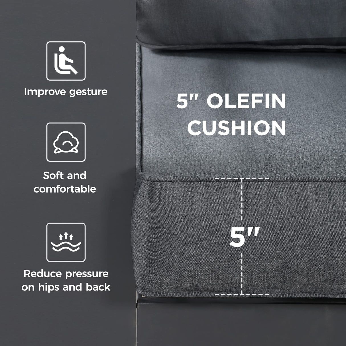 Wisteria Lane 7 Seats Aluminum Outdoor Patio Furniture Set with 54 Inch Propane Gas Fire Pit Table, Modern Patio Conversation Sets with Outdoor Sectional Couch for Backyard, Garden, Dark Grey Wisteria Lane