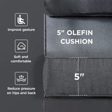 Wisteria Lane 7 Seats Aluminum Outdoor Patio Furniture Set with 54 Inch Propane Gas Fire Pit Table, Modern Patio Conversation Sets with Outdoor Sectional Couch for Backyard, Garden, Dark Grey Wisteria Lane