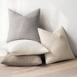 MIULEE Pack of 4 Decorative Textured Boucle Throw Pillow Covers 18x18 Inch Neutral Accent Solid Pillow Cases Soft Couch Cushion Covers for Modern Farmhouse Boho Chair Sofa Bed Livingroom Home Decor MIULEE