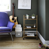 Novogratz Helix Small Bar Cart for the Home, 3 Tier Rolling Cart With Wheels, Kitchen Cart with Storage for Beverages and Wine, Gold Novogratz