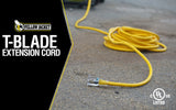 Yellow Jacket Extra Heavy Duty Extension Cord, 50Ft, 10 Gauge, 3 Conductor, Lighted End, Weather Resistant, SJTW, Yellow, 2991 Yellow Jacket