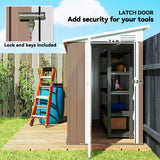 Outsunny 4' x 8' Metal Outdoor Storage Shed, Lean to Storage Shed, Garden Tool Storage House with Lockable Door and 2 Air Vents for Backyard, Patio, Lawn, Brown Outsunny