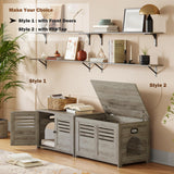 DINZI LVJ Litter Box Enclosure, Cat Litter House with Louvered Doors, Entrance Can Be on Left or Right Side, Spacious Hidden Washroom for Most of Box, Furniture Cabinet, Gray Wash DINZI LVJ