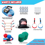 Double Ninja Slackline Obstacle Course for Kids | 80 Foot Line | Ninja Slackline Monkey Bars Playground Equipment | Ninja Ropes Course | Patented Double Line Design Lily's Things