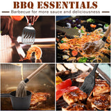 Zhaoyao BBQ Mop Brushes for Sauce and Cast Iron Sauce Pot for Grilling, 2PCS Wooden Handle Mop Brushes 18+11 Inch with 4PCS Replacement Silicone BBQ Basting Brush for Cooking Grill Spatula Zhaoyao