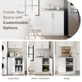 Prepac Elite 32" W Storage Cabinet with Doors and Shelves, White Garage Cabinet, Bathroom Storage with 1 Adjustable Shelf 24.5" D x 32" W x 36" H, WSCR-1005-1 Prepac