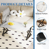 Wolawu Coffee Table White Living Room Center Table, Simple Modern Faux Marble Rectangular Tea Table with Sturdy Black Metal Frame,Industrial Wooden Coffee Table for Bedroom Home Office Wolawu