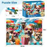 300 Piece Jigsaw Puzzle for Adults, Fun at The Amusement Park Dog Puzzles, Funny Puppy Jigsaw Puzzles, Animal Pet Lover Challenging Puzzles for Friends Family Activity Game Nights Gifts VOLUVOLU